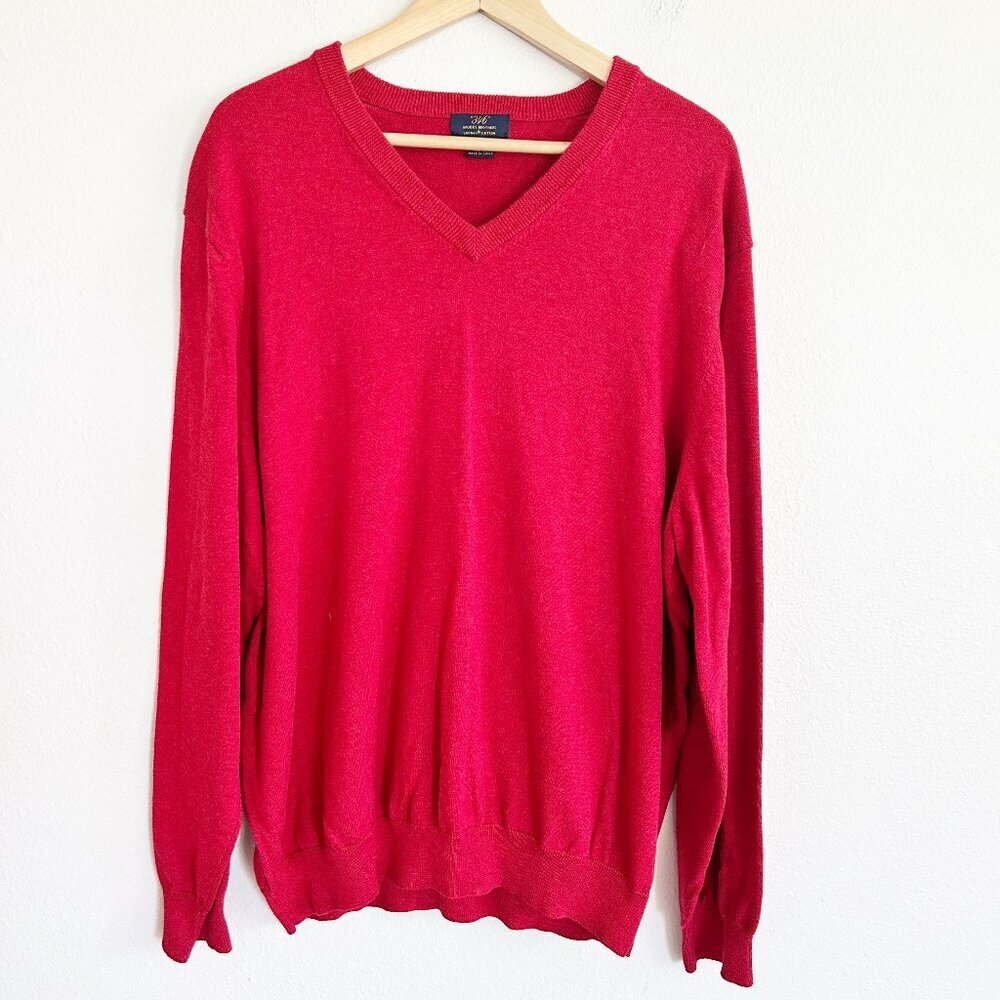 346 Brooks Brothers Sweater XXL Red Supima Cotton V-Neck Pullover Classic